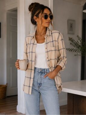UNIVERSAL THREAD FLANNEL Plaid Button-Up‎ Shirt XL